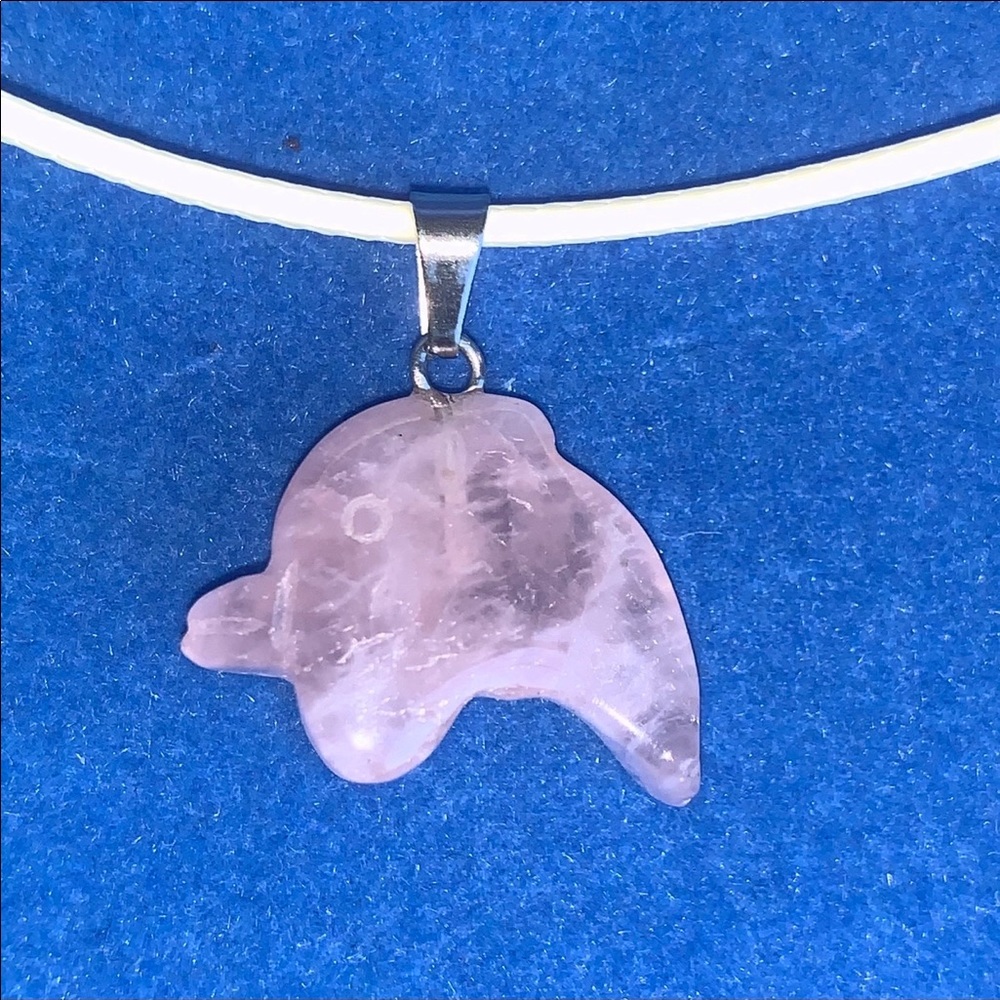 Rose quartz dolphin pendant